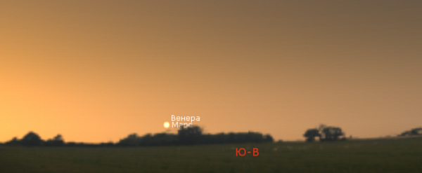 Сближение Венеры и Марса 22 февраля